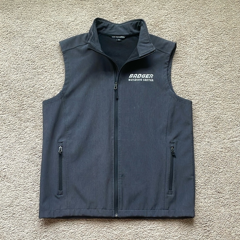 Men’s Work Vest L Port Authority Grey Company Logo Business Gorpcore Outdoor